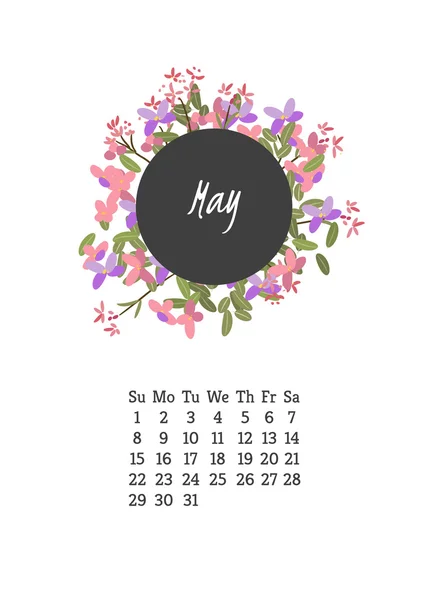 Kalendarz dla 2016 z kwiatów Gęsiówka — Wektor stockowy