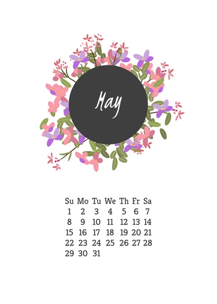 Calendar for 2016 with flowers arabis — Stock Vector