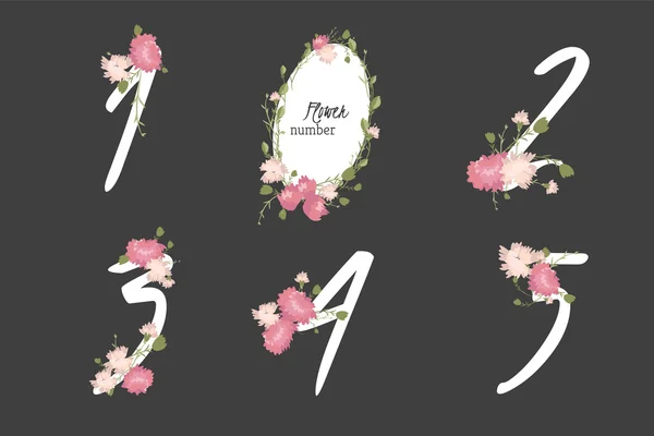 Floral sakura collection numbers — Stock vektor