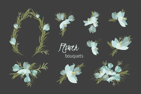 Floral crocus retro vintage background — Stok Vektör