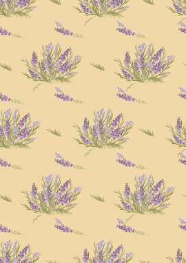 Çiçek lavanta retro desen