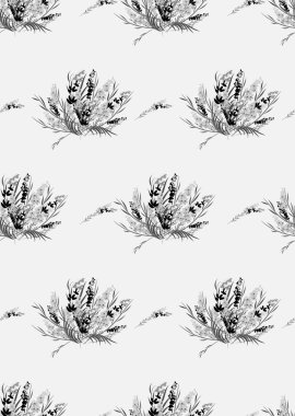 Çiçek lavanta retro desen