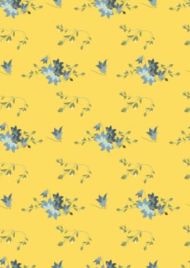 Çiçek harebell retro desen