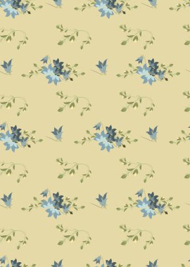 Çiçek harebell retro desen