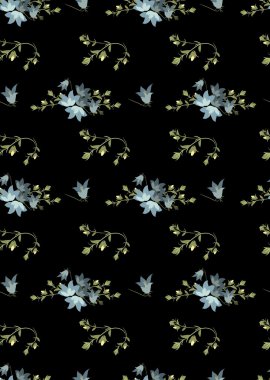 Çiçek harebell retro desen