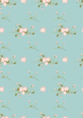 Çiçek karanfil retro desenli