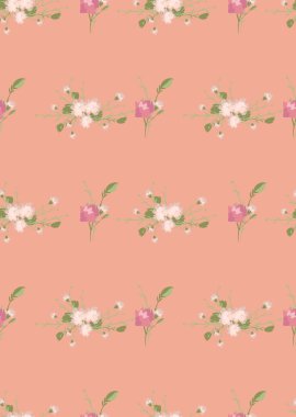 Çiçek karanfil retro desenli