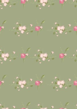 Çiçek karanfil retro desenli