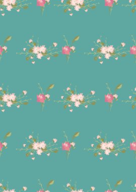 Çiçek karanfil retro desenli