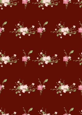 Çiçek karanfil retro desenli