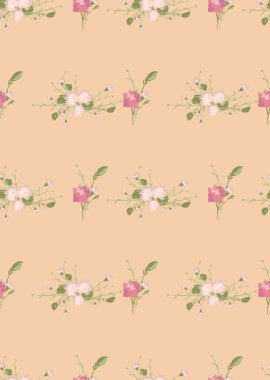 Çiçek karanfil retro desenli