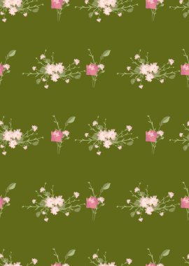 Çiçek karanfil retro desenli