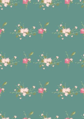 Çiçek karanfil retro desenli