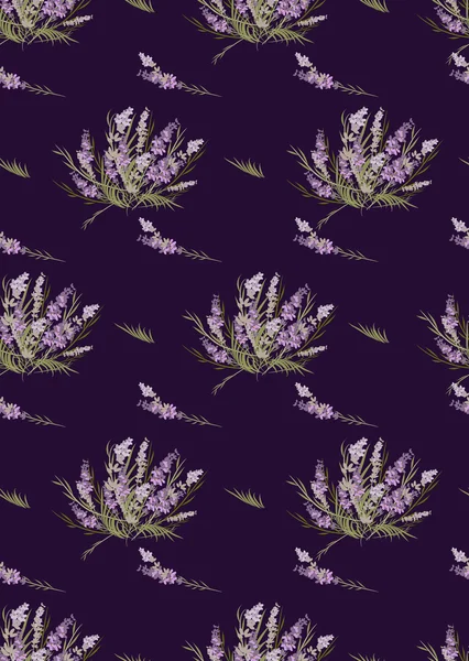 Padrão retro de lavanda floral — Vetor de Stock