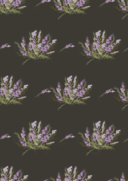 Padrão retro de lavanda floral — Vetor de Stock