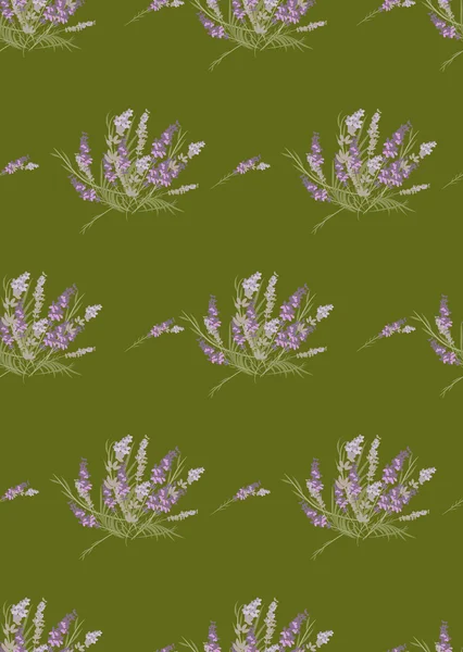 レトロなパターンの花ラベンダー — ストックベクタ