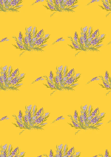 Padrão retro de lavanda floral — Vetor de Stock