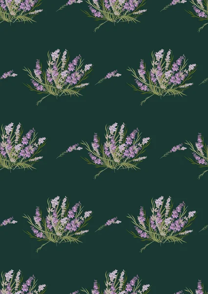 Padrão retro de lavanda floral — Vetor de Stock