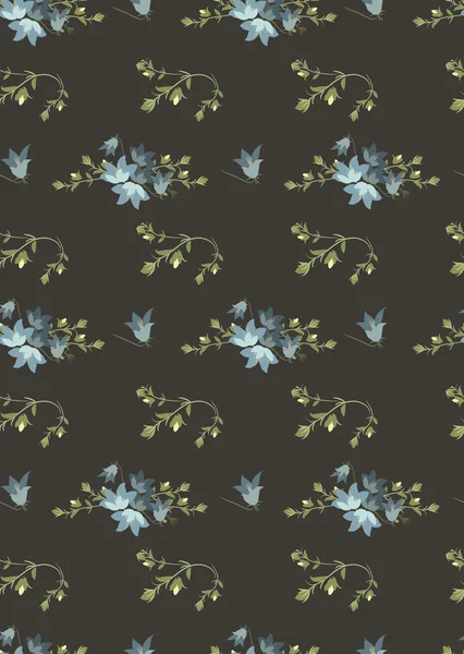 Çiçek harebell retro desen
