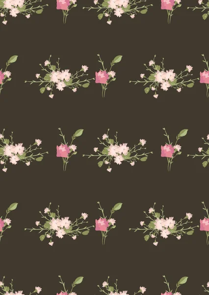 Çiçek karanfil retro desenli — Stok Vektör