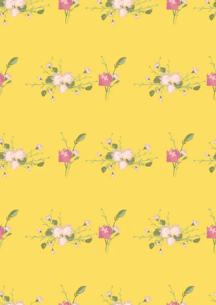 カーネーションのレトロな花柄 — ストックベクタ