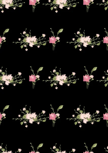 カーネーションのレトロな花柄 — ストックベクタ