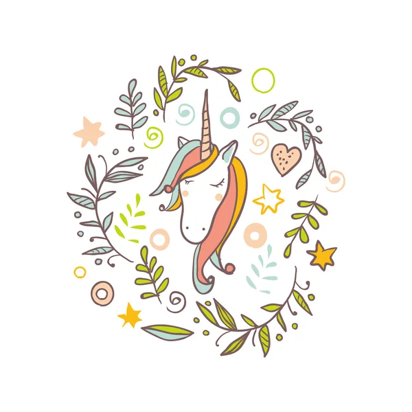 Renkli karikatür tek boynuzlu at