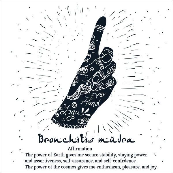 Элемент йоги Bronchitis mudra hands — стоковый вектор