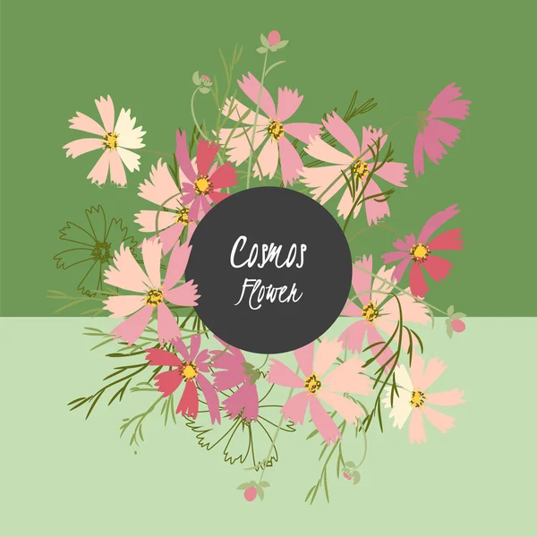 Floral cosmos λουλούδια-Ευχετήρια κάρτα — Διανυσματικό Αρχείο