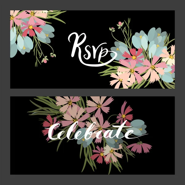 Flores cosmos florales — Vector de stock