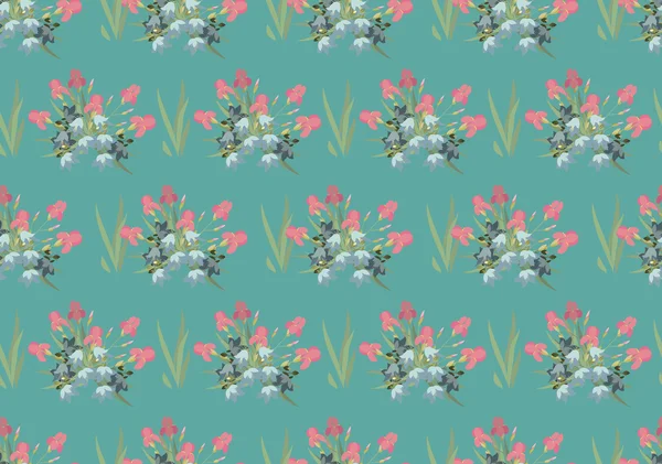 Iris floral et fleurs de cloche — Image vectorielle