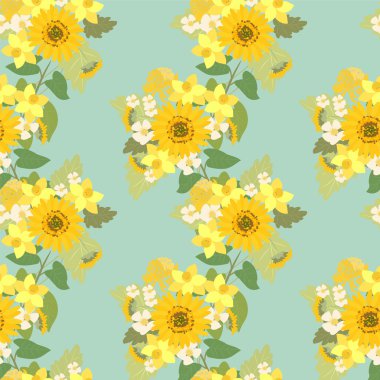 Ayçiçeği, narcissuses, çilek çiçekler