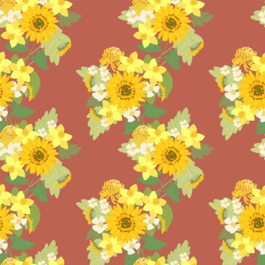 Ayçiçeği, narcissuses, çilek çiçekler