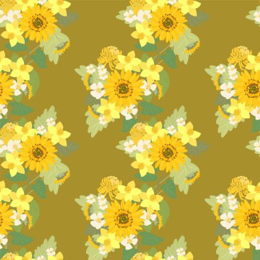 Ayçiçeği, narcissuses, çilek çiçekler