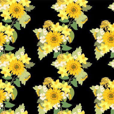 Ayçiçeği, narcissuses, çilek çiçekler