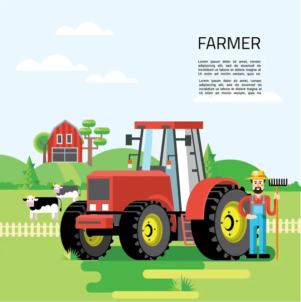 Concetto di infografica agricola con agricoltore , — Vettoriale Stock