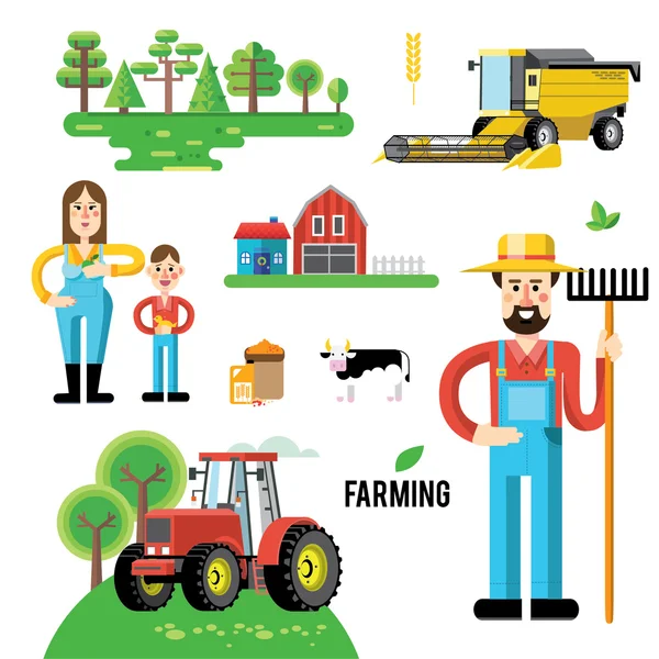 Conjunto de vectores de vehículos agrícolas — Vector de stock