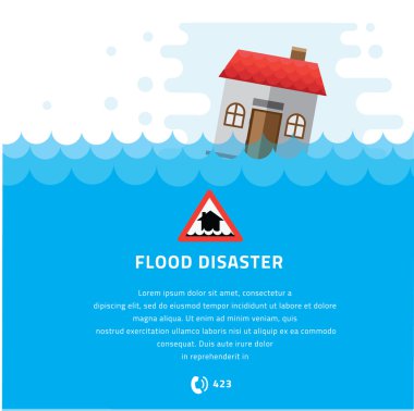 sel felaketi vektör çizim altında iliklerine kadar bina