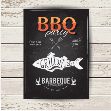 Barbekü partisi davetiyesi. Barbekü broşür menü tasarımı.