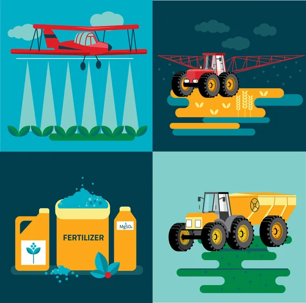 A mezőgazdaság területén modern piros traktor — Stock Vector