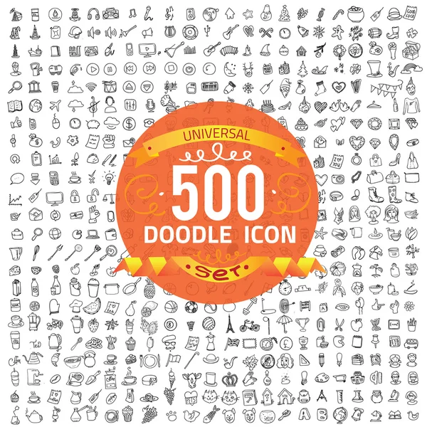 Set van 500 doodle pictogram — Stockvector