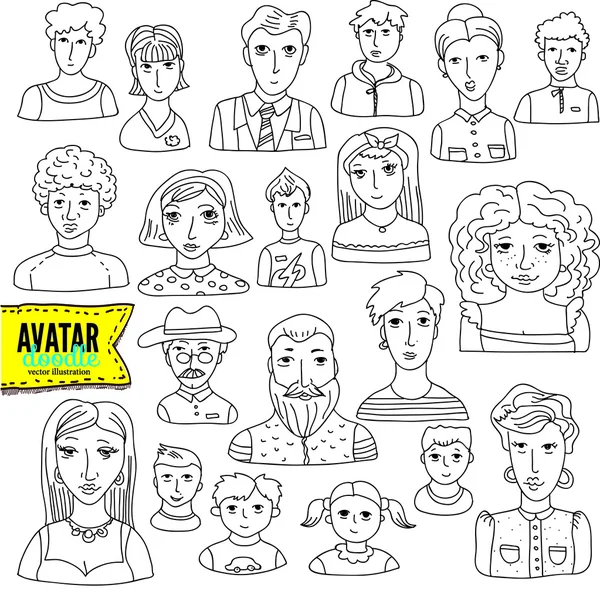 Doodle avatars set, — Stock Illustration Doodle avatars set, Stock Illustration