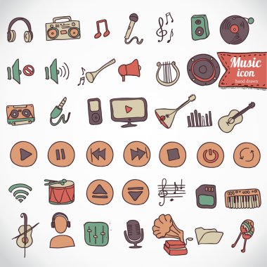 Doodle müzik Icon set