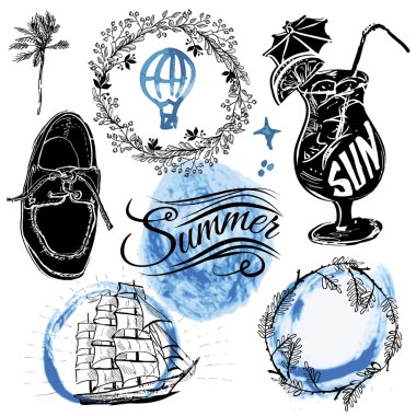 Vintage yaz tipografi etiketleri ile tasarlayın