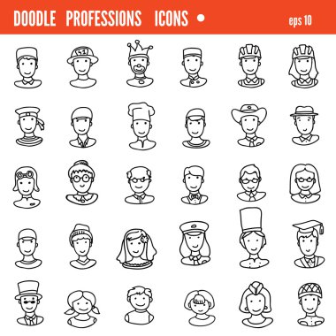 Avatar doodle tasarım simgeler