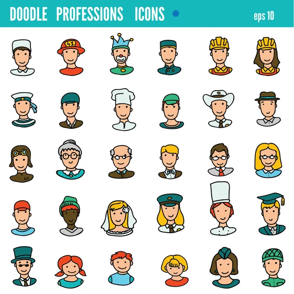 Icônes de conception de doodle Avatar — Image vectorielle