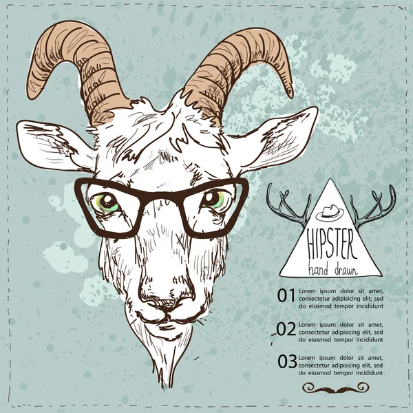 Cabra hipster desenhada à mão —  Vetores de Stock
