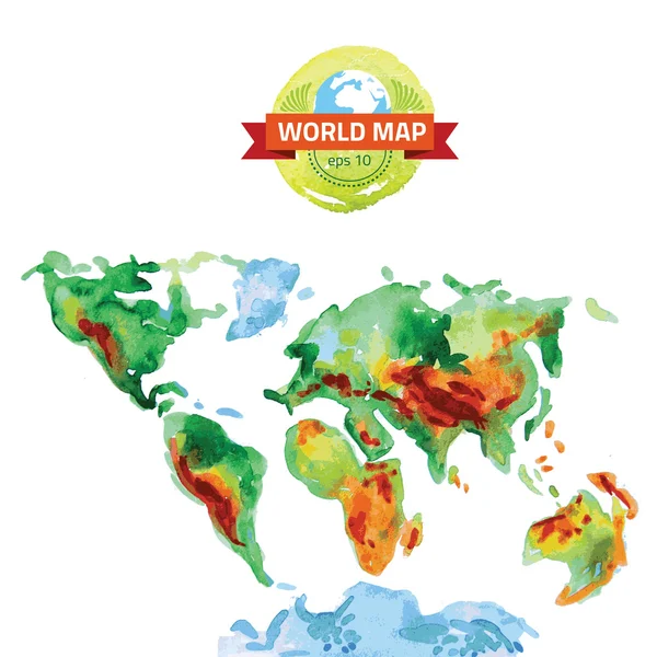 Watercolor world map — Stock Vector