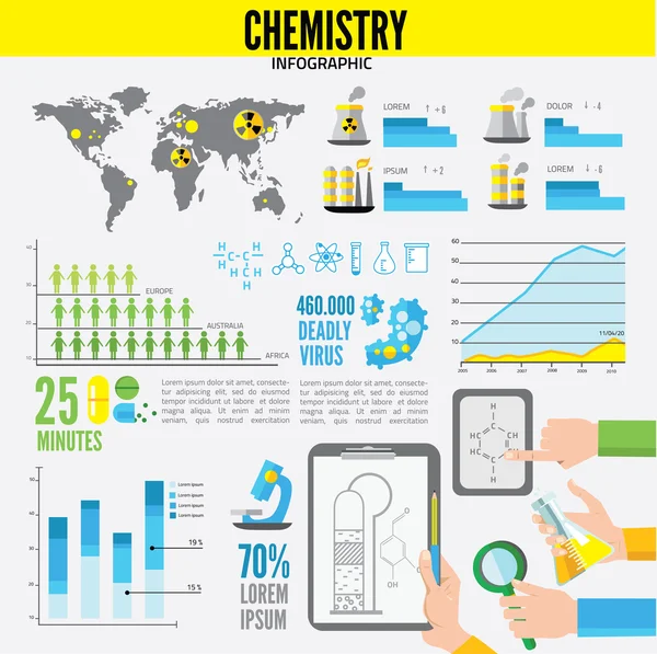 Ícones infográficos de química — Vetor de Stock