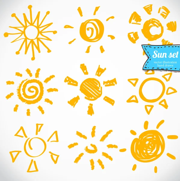 Set of different suns — Stock Vector